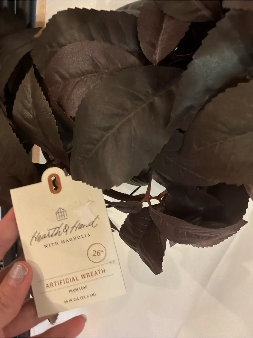 Hearth & Hand Magnolia Plum Leaf Wreath 26in